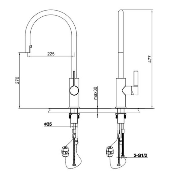 Bellini LC-83088 QS 槍灰拉出式廚房龍頭